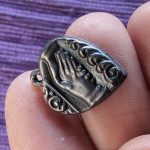 Antique sterling silver puffed heart charm